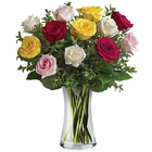 12 Mixed color roses in vase 12 Mixed color roses in vase